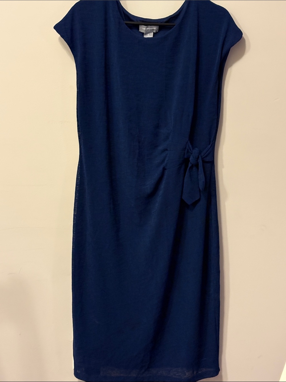 Liz Claiborne Navy Midi Dress with Side Tie Get fall ready.